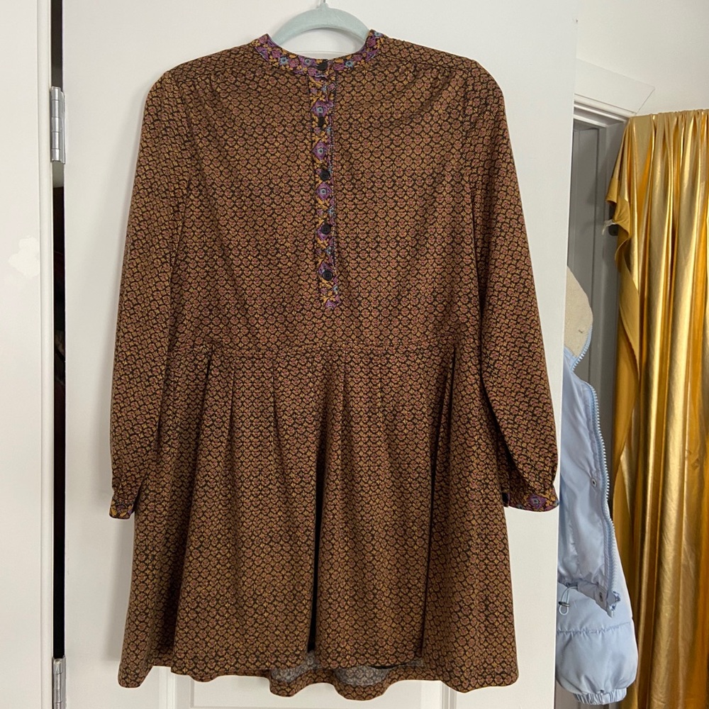 Vintage jacquard print flowy shift dress